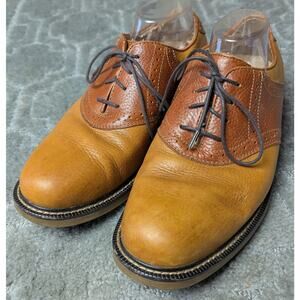Bass Eugene Leather Saddle Oxfords MENS 10.5M brown on tan dressy shoes business